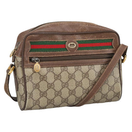 GUCCI GG Supreme Web Sherry Line Shoulder Bag PVC Beige Green Red Auth ep6771