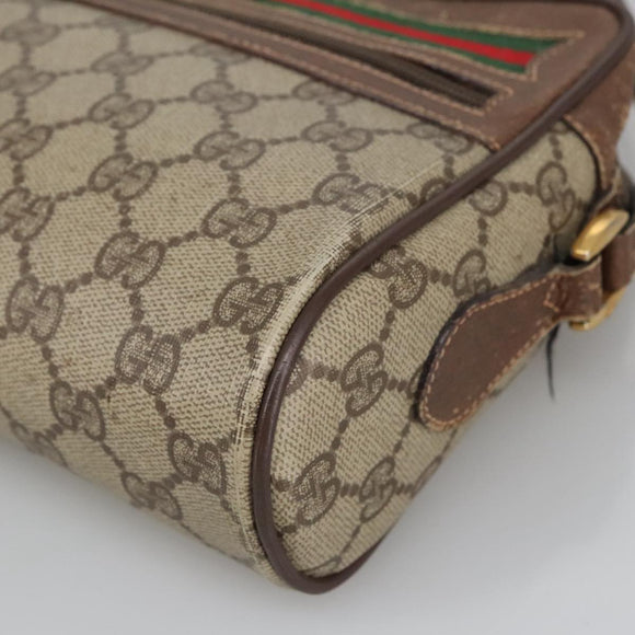 GUCCI GG Supreme Web Sherry Line Shoulder Bag PVC Beige Green Red Auth ep6771