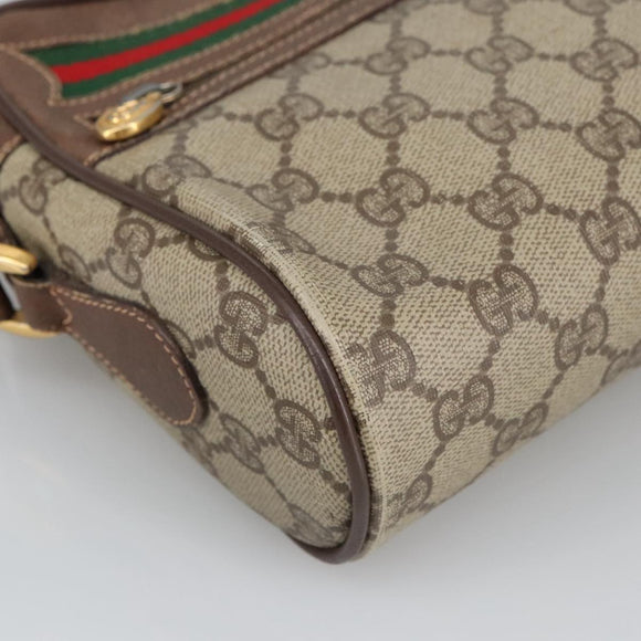 GUCCI GG Supreme Web Sherry Line Shoulder Bag PVC Beige Green Red Auth ep6771