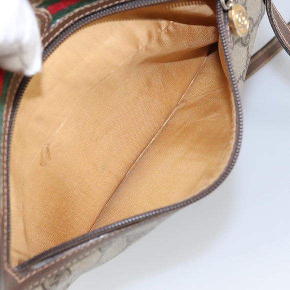 GUCCI GG Supreme Web Sherry Line Shoulder Bag PVC Beige Green Red Auth ep6771