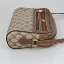 GUCCI GG Supreme Web Sherry Line Shoulder Bag PVC Beige Green Red Auth ep6771-3
