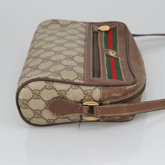 GUCCI GG Supreme Web Sherry Line Shoulder Bag PVC Beige Green Red Auth ep6771