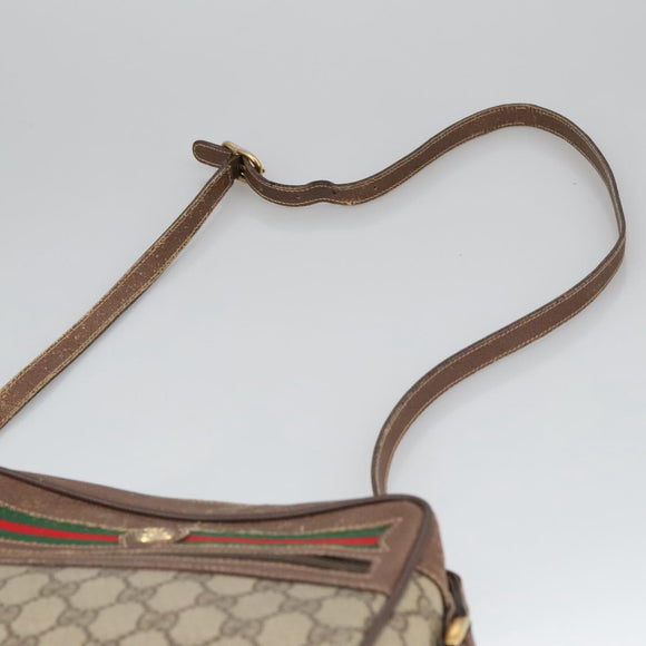 GUCCI GG Supreme Web Sherry Line Shoulder Bag PVC Beige Green Red Auth ep6771