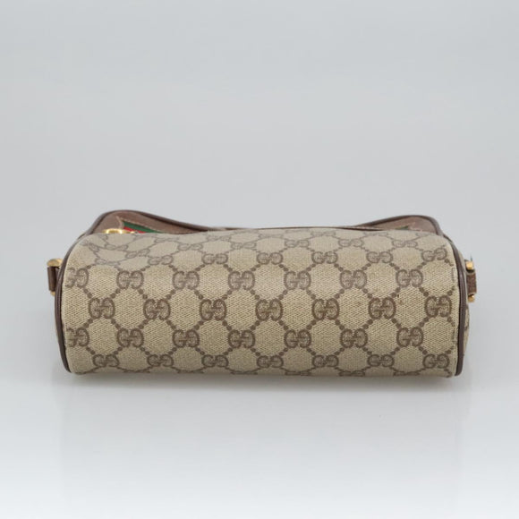 GUCCI GG Supreme Web Sherry Line Shoulder Bag PVC Beige Green Red Auth ep6771