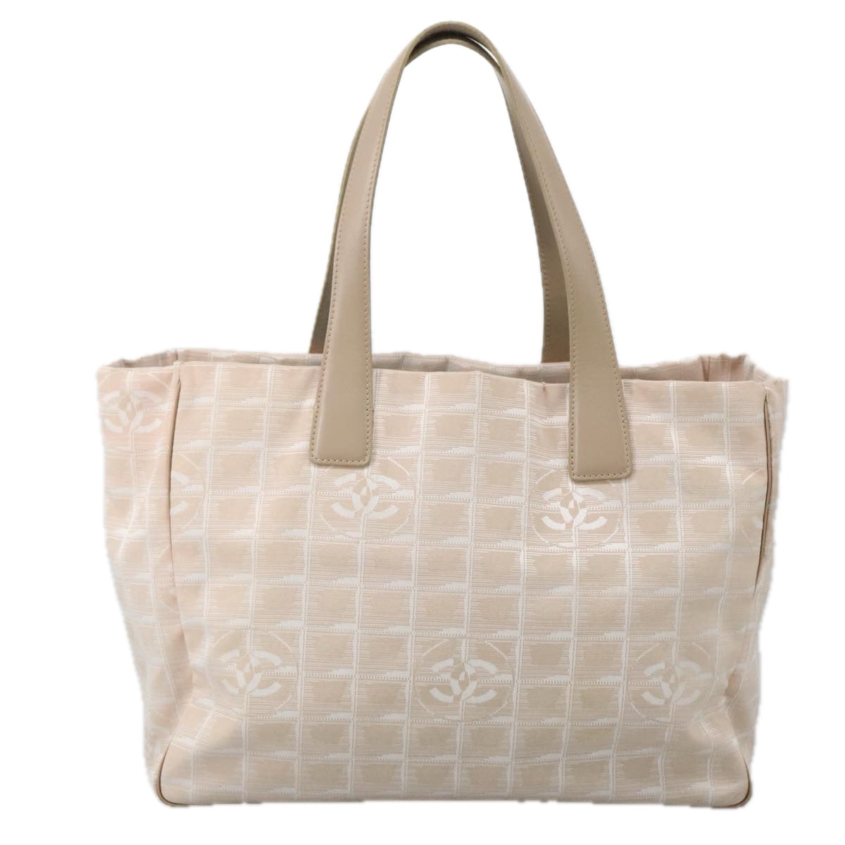 CHANEL New Travel line Tote Bag Nylon Beige CC Auth ep6775 - 0