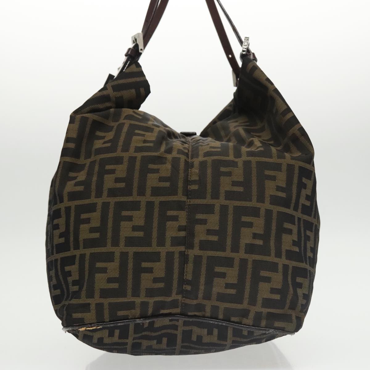 FENDI Zucca Canvas Tote Bag Khaki Auth ep6785