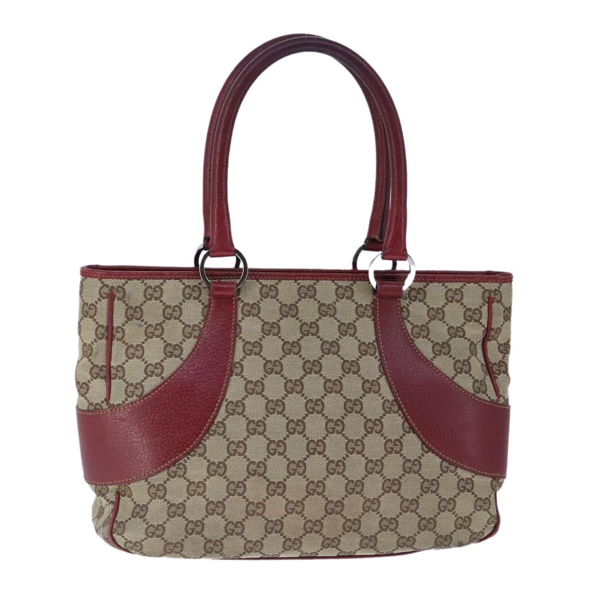 GUCCI GG Canvas Tote Bag Beige Red Auth ep6790