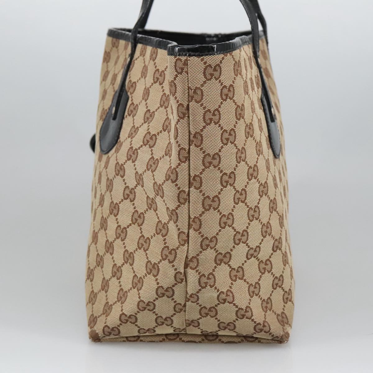 GUCCI GG Canvas Tote Bag Beige Black Auth ep6801