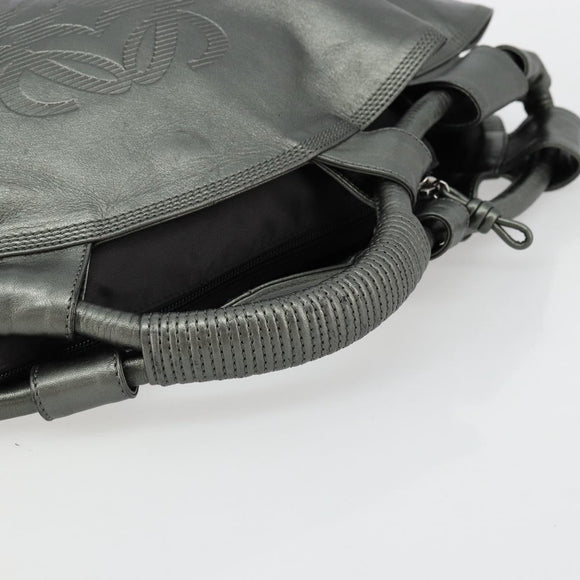 LOEWE Anagram Nappa Aire Hand Bag Leather Gunmetal Auth ep6842