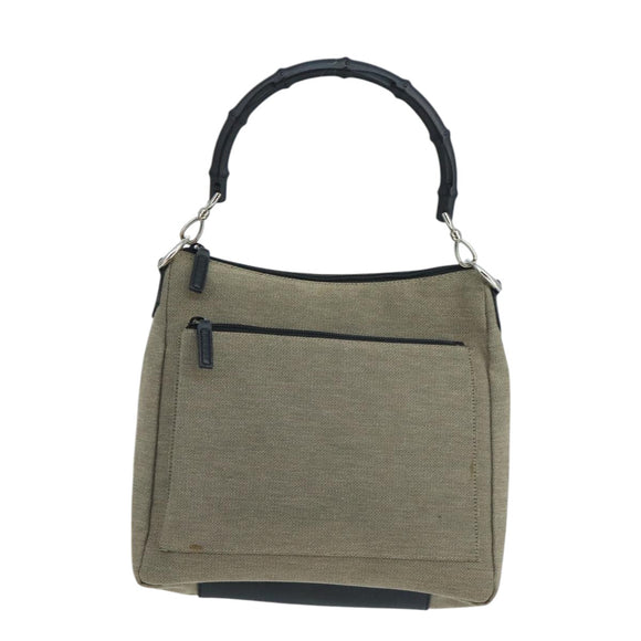 GUCCI Bamboo Hand Bag Outlet Canvas Beige 35692 Auth ep6849