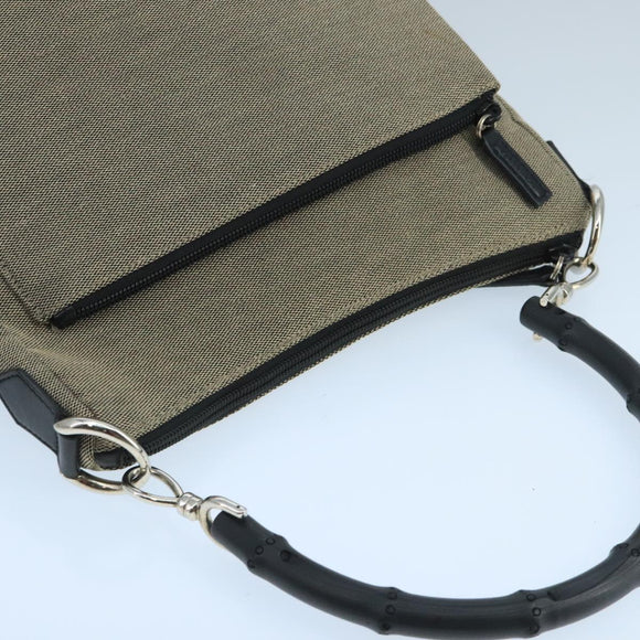 GUCCI Bamboo Hand Bag Outlet Canvas Beige 35692 Auth ep6849