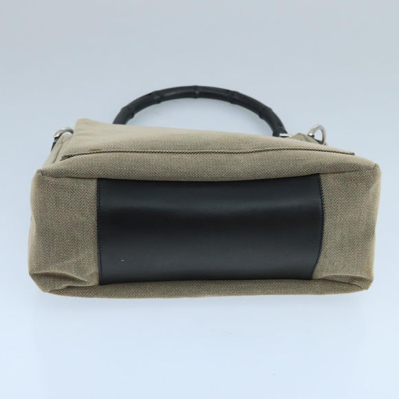 GUCCI Bamboo Hand Bag Outlet Canvas Beige 35692 Auth ep6849