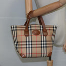 Burberrys Nova Check Hand Bag Canvas Beige Auth ep6868-20