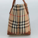 Burberrys Nova Check Hand Bag Canvas Beige Auth ep6868-4