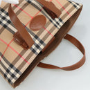 Burberrys Nova Check Hand Bag Canvas Beige Auth ep6868-6