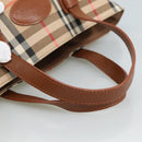 Burberrys Nova Check Hand Bag Canvas Beige Auth ep6868-7