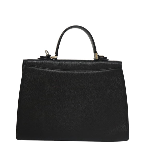 Burberrys Hand Bag Leather 2way Black Silver Auth ep6872