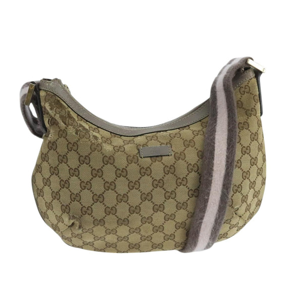 GUCCI Sherry Line GG Canvas Shoulder Bag Beige Gray pink 181092 Auth ep6891