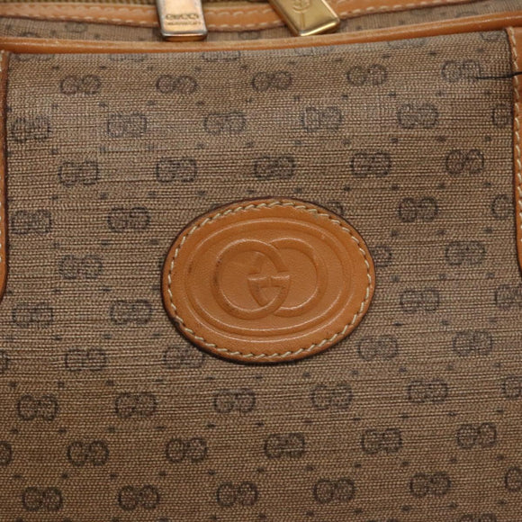 GUCCI Micro GG Supreme Hand Bag PVC Leather Beige Gold Auth ep6917