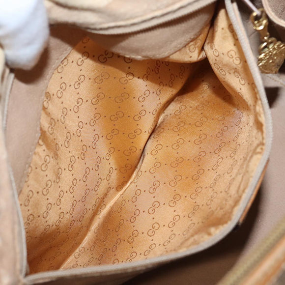 GUCCI Micro GG Supreme Hand Bag PVC Leather Beige Gold Auth ep6917