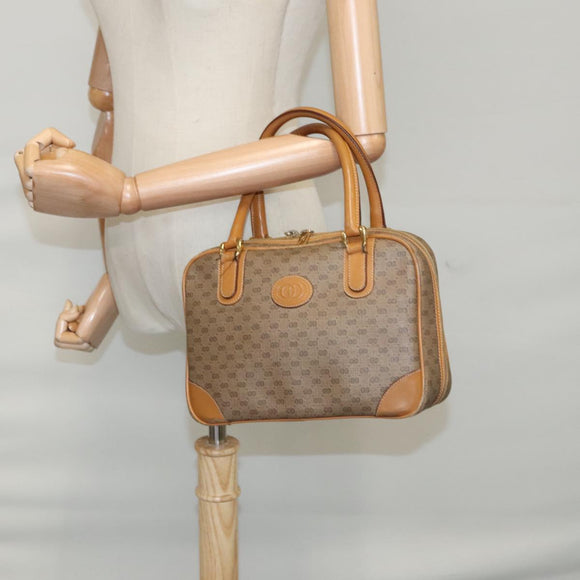 GUCCI Micro GG Supreme Hand Bag PVC Leather Beige Gold Auth ep6917