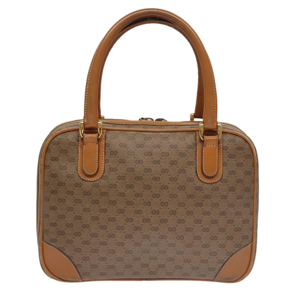 GUCCI Micro GG Supreme Hand Bag PVC Leather Beige Gold Auth ep6917