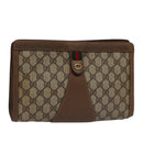 GUCCI GG Supreme Web Sherry Line Clutch Bag PVC Beige Red 89 01 033 Auth ep6982-1