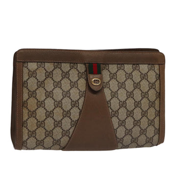 GUCCI GG Supreme Web Sherry Line Clutch Bag PVC Beige Red 89 01 033 Auth ep6982
