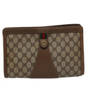 GUCCI GG Supreme Web Sherry Line Clutch Bag PVC Beige Red 89 01 033 Auth ep6982-2