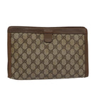 GUCCI GG Supreme Web Sherry Line Clutch Bag PVC Beige Red 89 01 033 Auth ep6982-2