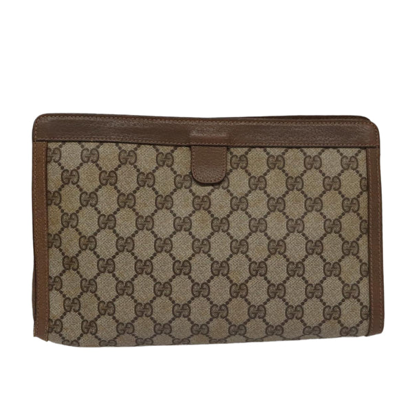 GUCCI GG Supreme Web Sherry Line Clutch Bag PVC Beige Red 89 01 033 Auth ep6982