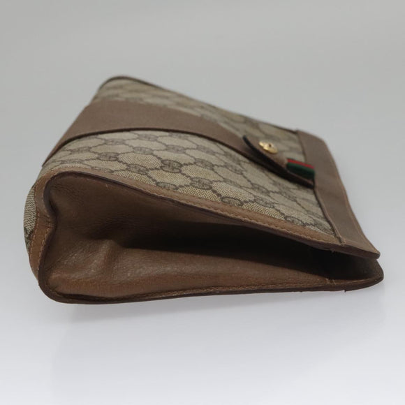 GUCCI GG Supreme Web Sherry Line Clutch Bag PVC Beige Red 89 01 033 Auth ep6982