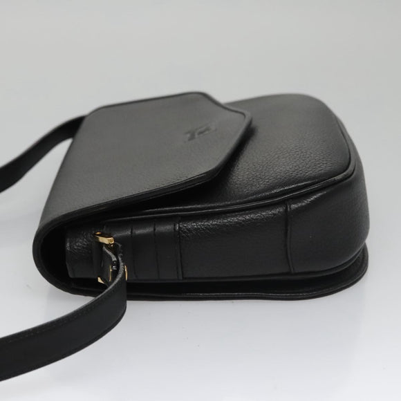 Burberrys Shoulder Bag Leather Black Gold Auth ep6988