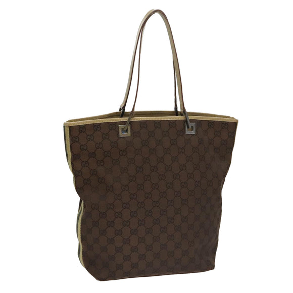GUCCI GG Canvas Sherry Line Tote Bag Brown 31243 Auth ep7003