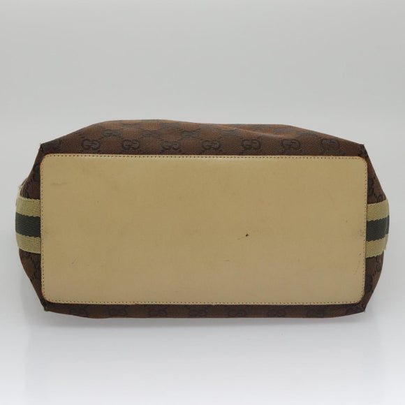 GUCCI GG Canvas Sherry Line Tote Bag Brown 31243 Auth ep7003