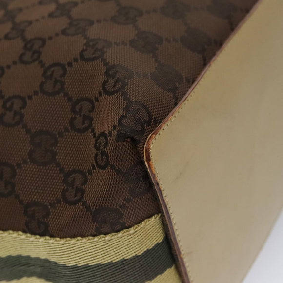 GUCCI GG Canvas Sherry Line Tote Bag Brown 31243 Auth ep7003