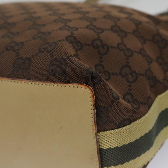 GUCCI GG Canvas Sherry Line Tote Bag Brown 31243 Auth ep7003