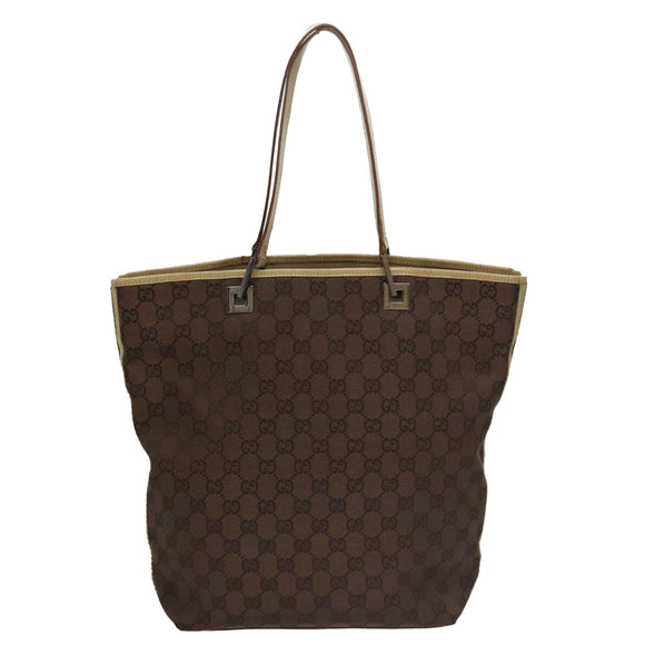 GUCCI GG Canvas Sherry Line Tote Bag Brown 31243 Auth ep7003