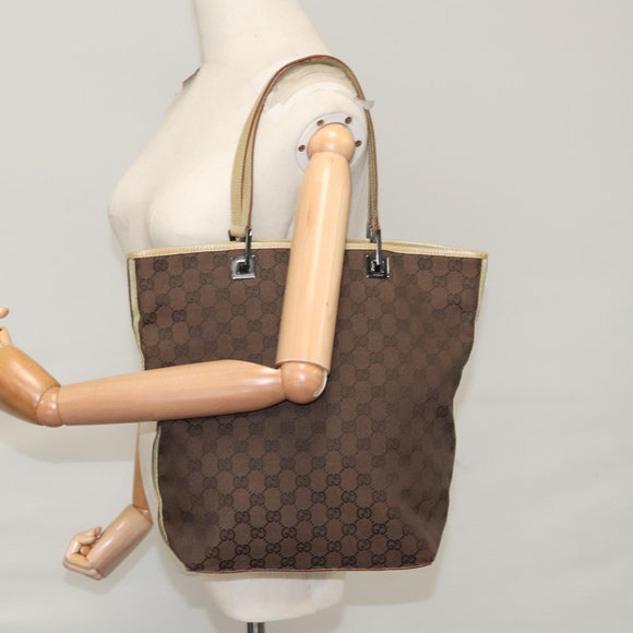 GUCCI GG Canvas Sherry Line Tote Bag Brown 31243 Auth ep7003
