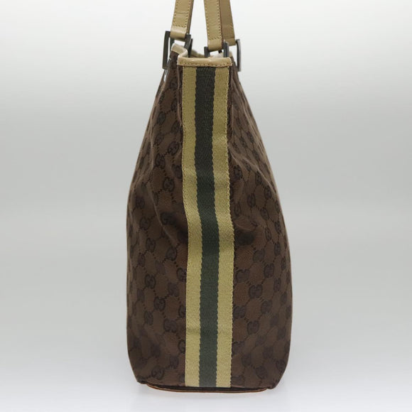GUCCI GG Canvas Sherry Line Tote Bag Brown 31243 Auth ep7003
