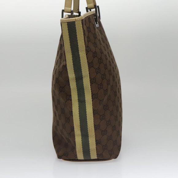 GUCCI GG Canvas Sherry Line Tote Bag Brown 31243 Auth ep7003
