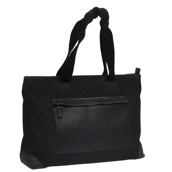 GUCCI GG Canvas Tote Bag Outlet Black Silver 180449 Auth ep7007