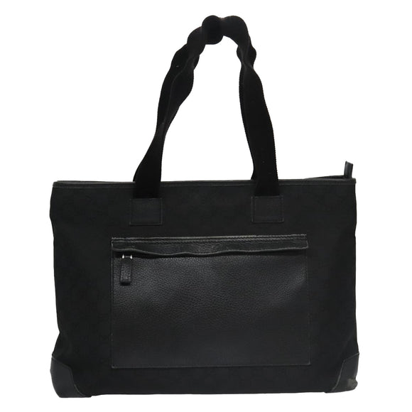 GUCCI GG Canvas Tote Bag Outlet Black Silver 180449 Auth ep7007