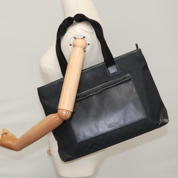 GUCCI GG Canvas Tote Bag Outlet Black Silver 180449 Auth ep7007