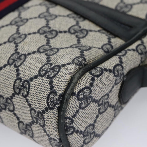 GUCCI GG Supreme Sherry Line Shoulder Bag PVC Leather Navy Red Auth ep7021