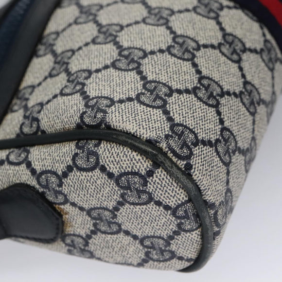 GUCCI GG Supreme Sherry Line Shoulder Bag PVC Leather Navy Red Auth ep7021