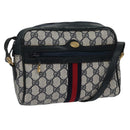 GUCCI GG Supreme Sherry Line Shoulder Bag PVC Leather Navy Red Auth ep7021-1