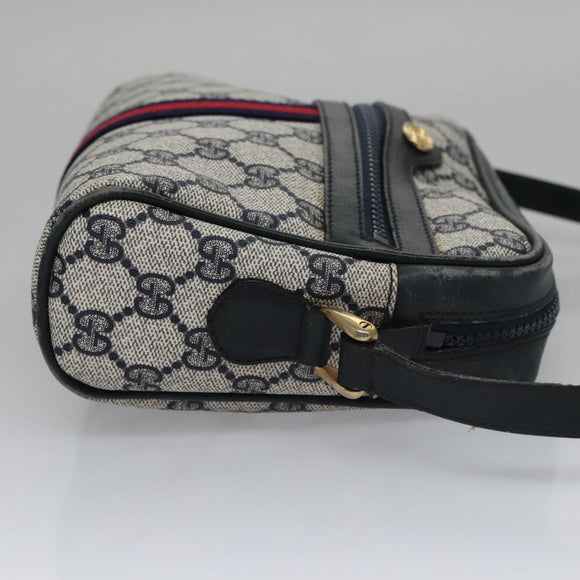 GUCCI GG Supreme Sherry Line Shoulder Bag PVC Leather Navy Red Auth ep7021