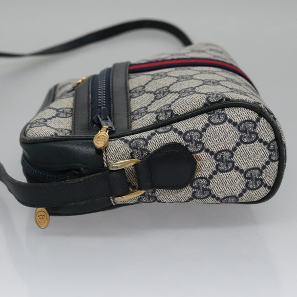 GUCCI GG Supreme Sherry Line Shoulder Bag PVC Leather Navy Red Auth ep7021