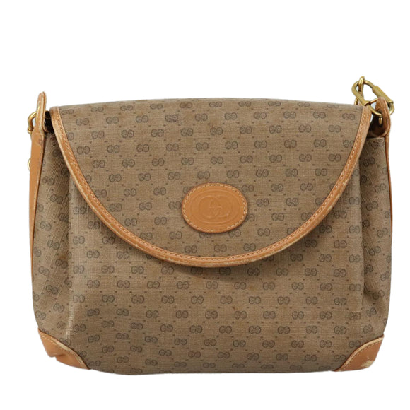 GUCCI Micro GG Supreme Shoulder Bag PVC Beige Gold Auth ep7034